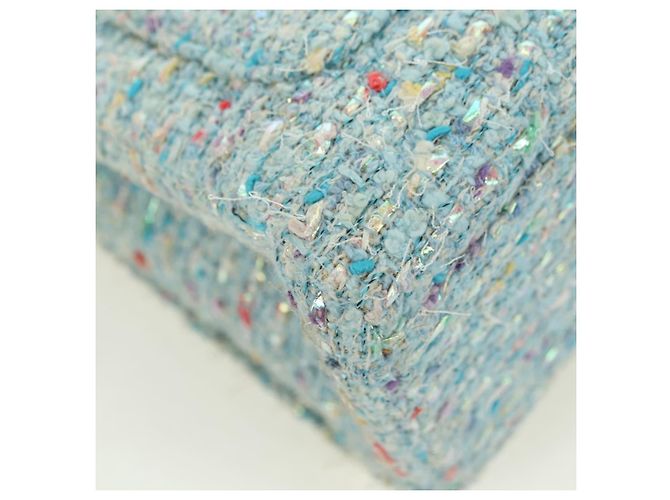 CHANEL Borsa a Catena Tweed Azzurro Chiaro Argento CC Auth 177972SV Blu chiaro - vista 13