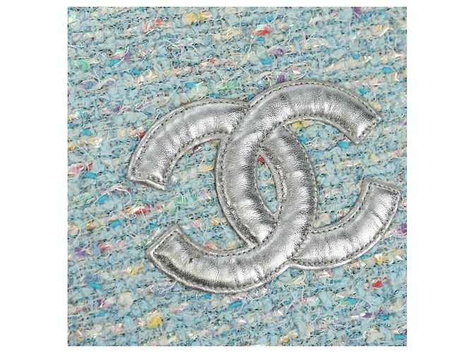 CHANEL Borsa a Catena Tweed Azzurro Chiaro Argento CC Auth 177972SV Blu chiaro - vista 15