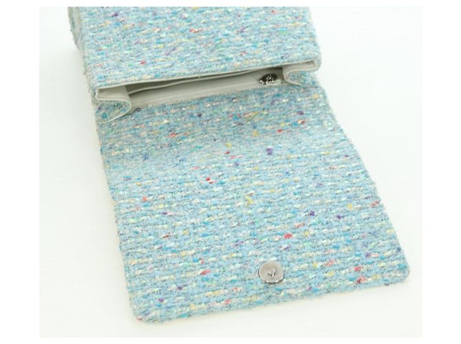 CHANEL Borsa a Catena Tweed Azzurro Chiaro Argento CC Auth 177972SV Blu chiaro - vista 16