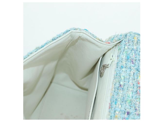 CHANEL Borsa a Catena Tweed Azzurro Chiaro Argento CC Auth 177972SV Blu chiaro - vista 19
