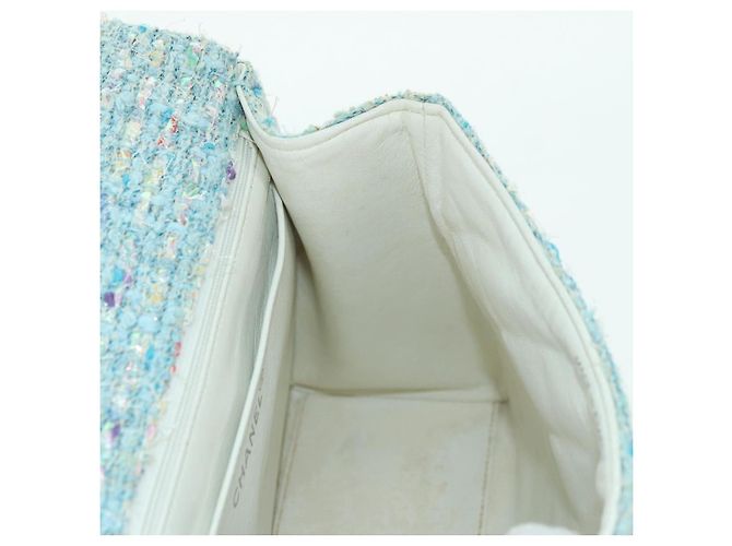 CHANEL Borsa a Catena Tweed Azzurro Chiaro Argento CC Auth 177972SV Blu chiaro - vista 20