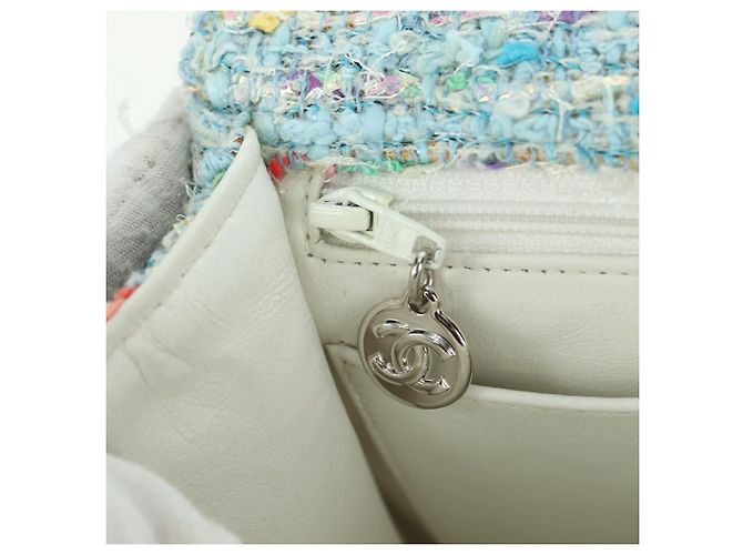 CHANEL Borsa a Catena Tweed Azzurro Chiaro Argento CC Auth 177972SV Blu chiaro - vista 21
