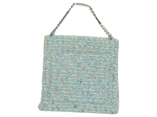 CHANEL Borsa a Catena Tweed Azzurro Chiaro Argento CC Auth 177972SV Blu chiaro - vista 3