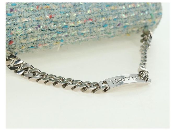 CHANEL Borsa a Catena Tweed Azzurro Chiaro Argento CC Auth 177972SV Blu chiaro - vista 7