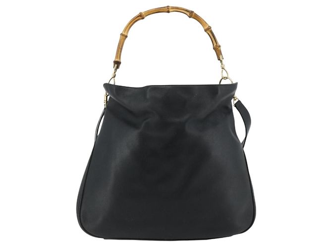 Borsa a Spalla in Pelle Gucci Bamboo 2way Nera Oro 001 2404 1577 Auth bs34581 Nero D'oro - vista 2
