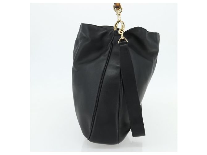 Borsa a Spalla in Pelle Gucci Bamboo 2way Nera Oro 001 2404 1577 Auth bs34581 Nero D'oro - vista 4