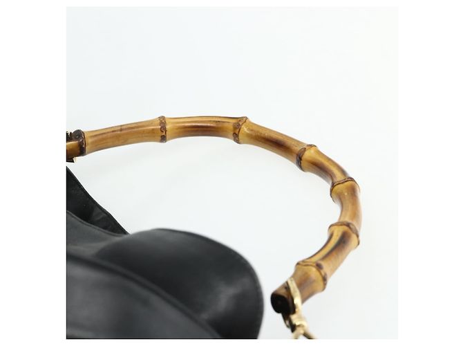 Borsa a Spalla in Pelle Gucci Bamboo 2way Nera Oro 001 2404 1577 Auth bs34581 Nero D'oro - vista 8