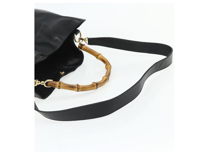 Borsa a Spalla in Pelle Gucci Bamboo 2way Nera Oro 001 2404 1577 Auth bs34581 Nero D'oro - vista 9