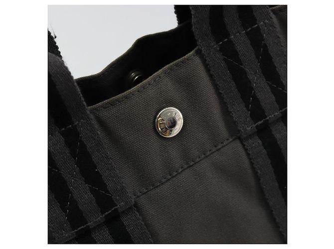 Hermès HERMES Fourre ToutPM Borsa a Mano Cotone Grigio Argento Auth fm5317 Marrone - vista 14