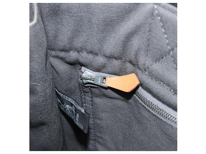 Hermès HERMES Fourre ToutPM Borsa a Mano Cotone Grigio Argento Auth fm5317 Marrone - vista 18