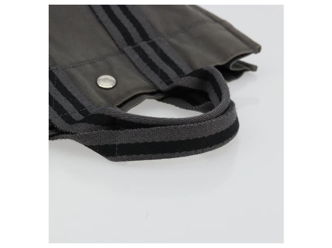 Hermès HERMES Fourre ToutPM Borsa a Mano Cotone Grigio Argento Auth fm5317 Marrone - vista 7