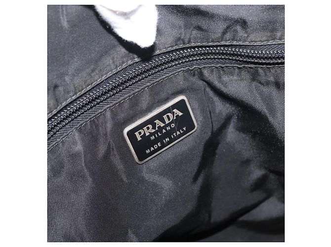 PRADA Borsa a mano in nylon nero argento Auth 177469 - vista 10