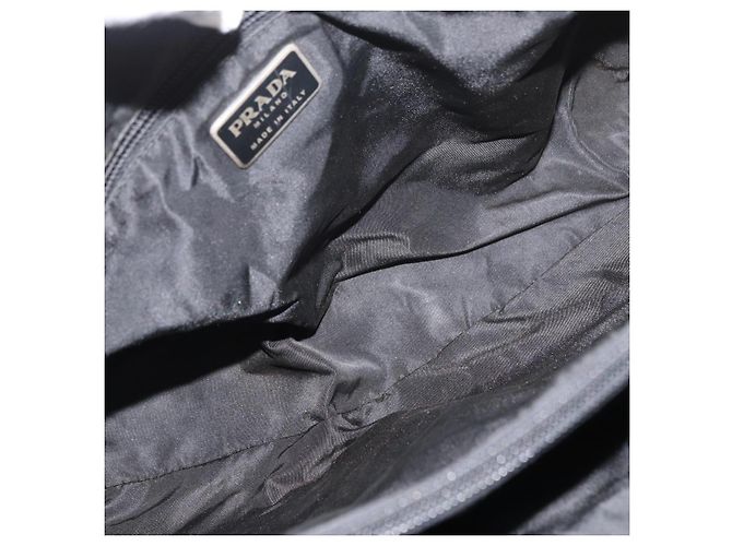 PRADA Borsa a mano in nylon nero argento Auth 177469 - vista 11