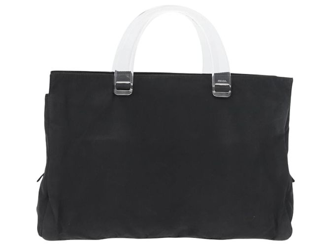 PRADA Borsa a mano in nylon nero argento Auth 177469 - vista 13