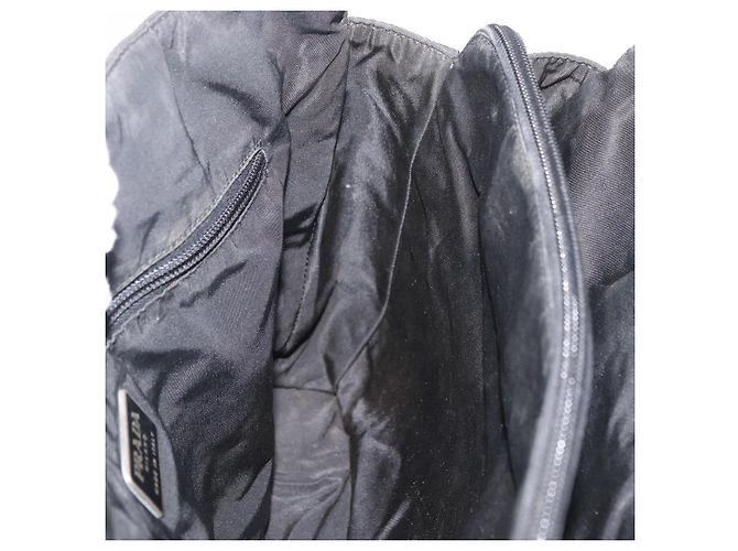 PRADA Borsa a mano in nylon nero argento Auth 177469 - vista 18