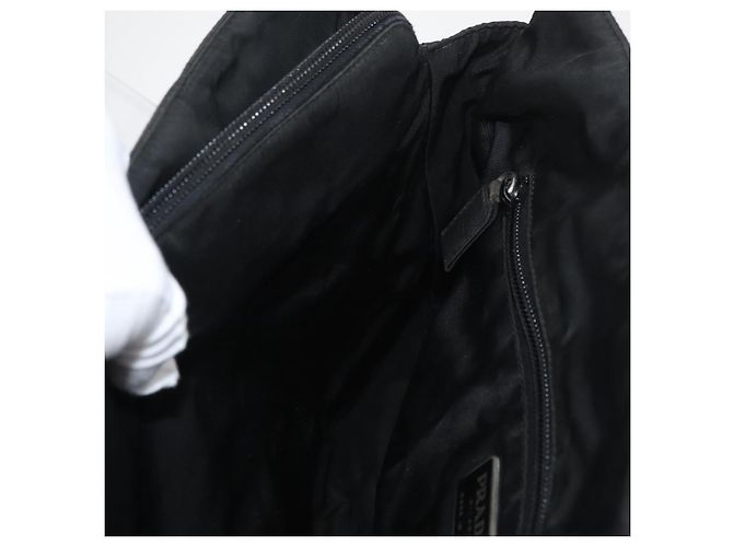 PRADA Borsa a mano in nylon nero argento Auth 177469 - vista 19
