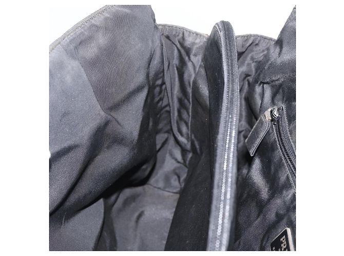 PRADA Borsa a mano in nylon nero argento Auth 177469 - vista 21