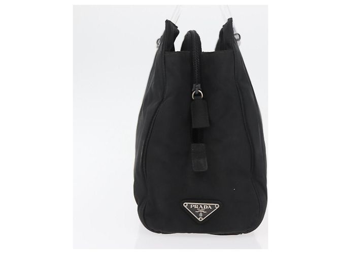 PRADA Borsa a mano in nylon nero argento Auth 177469 - vista 4