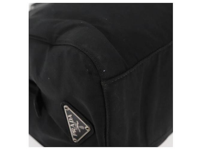 PRADA Borsa a mano in nylon nero argento Auth 177469 - vista 9