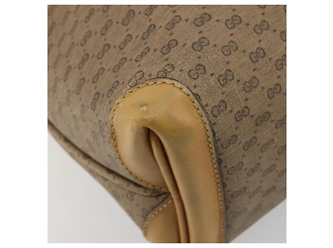 Gucci Borsa tote Micro GG Supreme in PVC beige e oro 002 4868 39 Auth 176281 D'oro - vista 11