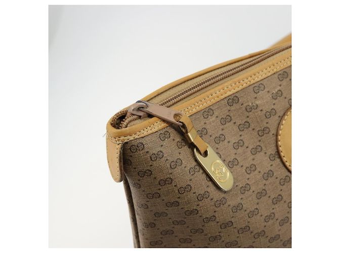 Gucci Borsa tote Micro GG Supreme in PVC beige e oro 002 4868 39 Auth 176281 D'oro - vista 14