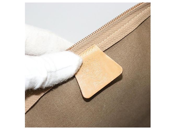 Gucci Borsa tote Micro GG Supreme in PVC beige e oro 002 4868 39 Auth 176281 D'oro - vista 15