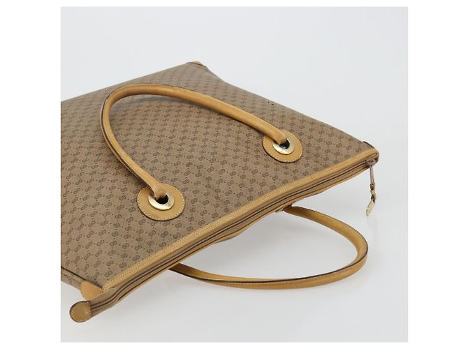 Gucci Borsa tote Micro GG Supreme in PVC beige e oro 002 4868 39 Auth 176281 D'oro - vista 6