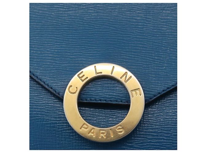 Céline Borsa a Spalla CELINE Circle in Pelle Blu Oro Auth bs34941 D'oro - vista 14