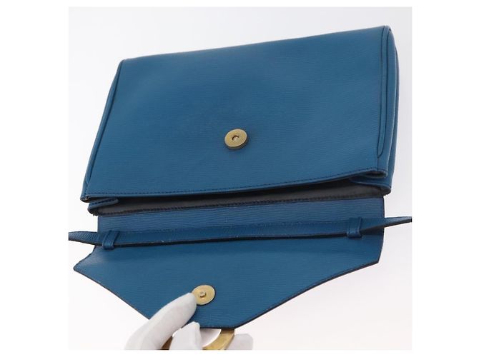Céline Borsa a Spalla CELINE Circle in Pelle Blu Oro Auth bs34941 D'oro - vista 15