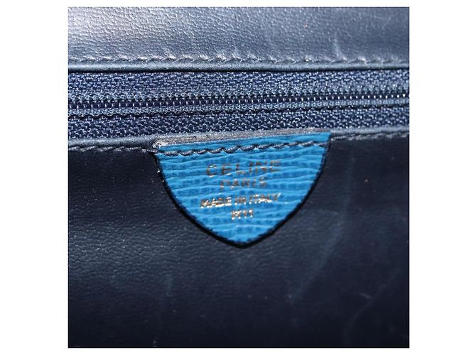 Céline Borsa a Spalla CELINE Circle in Pelle Blu Oro Auth bs34941 D'oro - vista 16