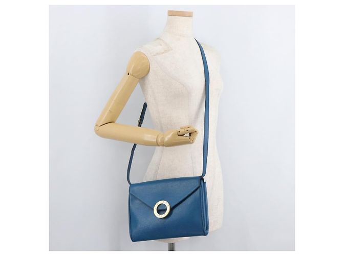 Céline Borsa a Spalla CELINE Circle in Pelle Blu Oro Auth bs34941 D'oro - vista 22