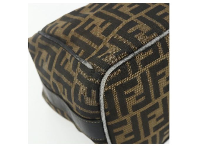 Borsa a mano in tela Zucca FENDI nera e marrone Auth 177235 Nero - vista 10