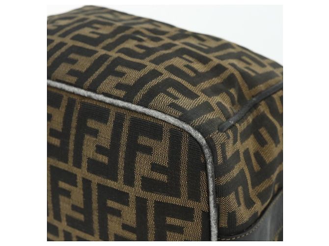 Borsa a mano in tela Zucca FENDI nera e marrone Auth 177235 Nero - vista 14