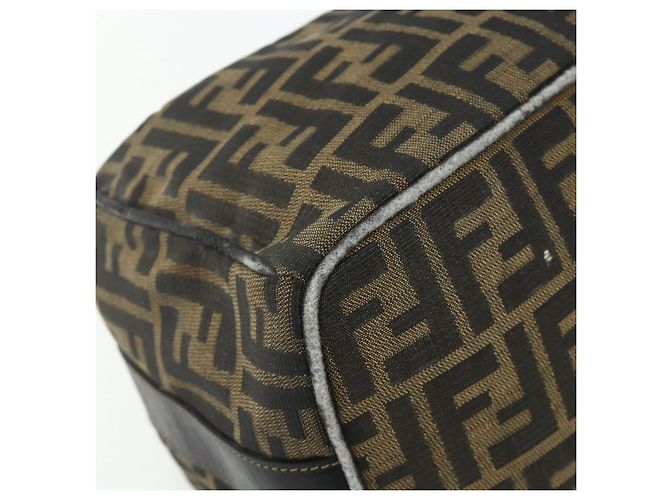 Borsa a mano in tela Zucca FENDI nera e marrone Auth 177235 Nero - vista 15
