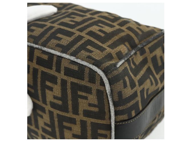 Borsa a mano in tela Zucca FENDI nera e marrone Auth 177235 Nero - vista 16