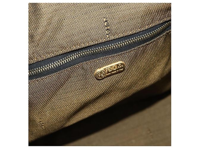 Borsa a mano in tela Zucca FENDI nera e marrone Auth 177235 Nero - vista 17