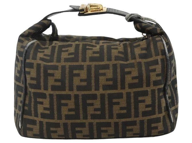 Borsa a mano in tela Zucca FENDI nera e marrone Auth 177235 Nero - vista 2