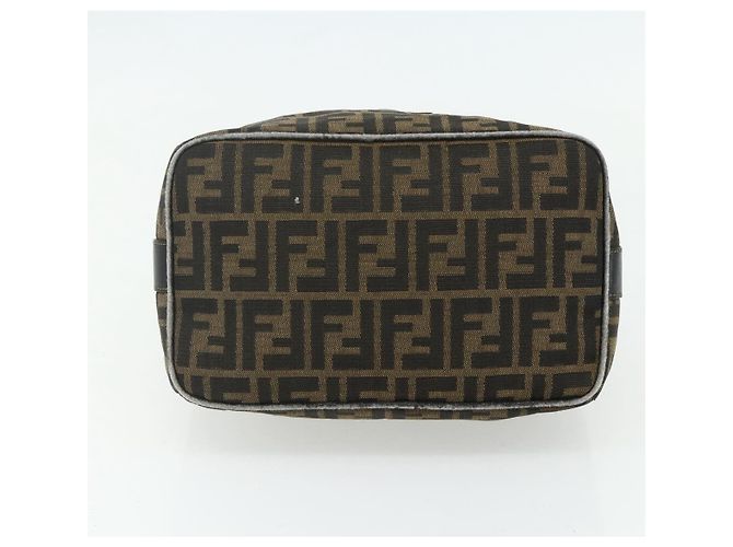 Borsa a mano in tela Zucca FENDI nera e marrone Auth 177235 Nero - vista 5