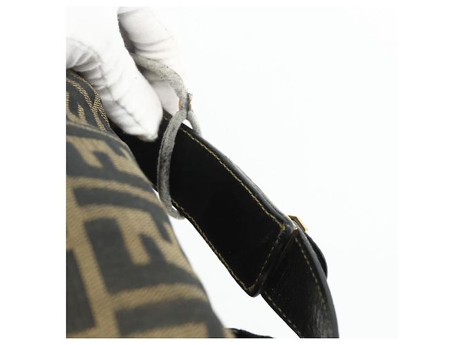 Borsa a mano in tela Zucca FENDI nera e marrone Auth 177235 Nero - vista 7