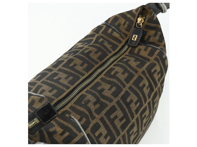 Borsa a mano in tela Zucca FENDI nera e marrone Auth 177235 Nero - vista 8