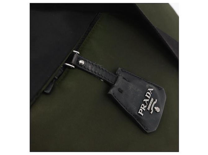 PRADA Borsa a mano in nylon 2 vie verde argento nero Auth ka4229A - vista 10
