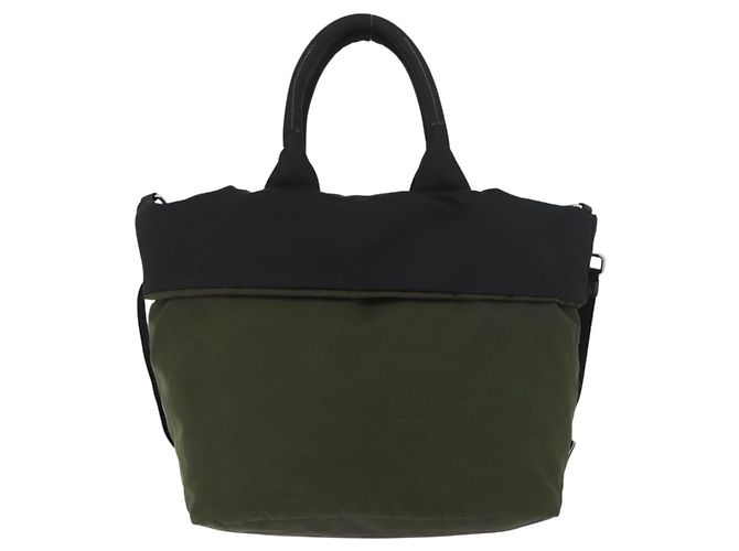 PRADA Borsa a mano in nylon 2 vie verde argento nero Auth ka4229A - vista 2