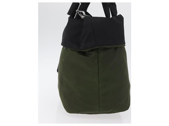 PRADA Borsa a mano in nylon 2 vie verde argento nero Auth ka4229A - vista 3