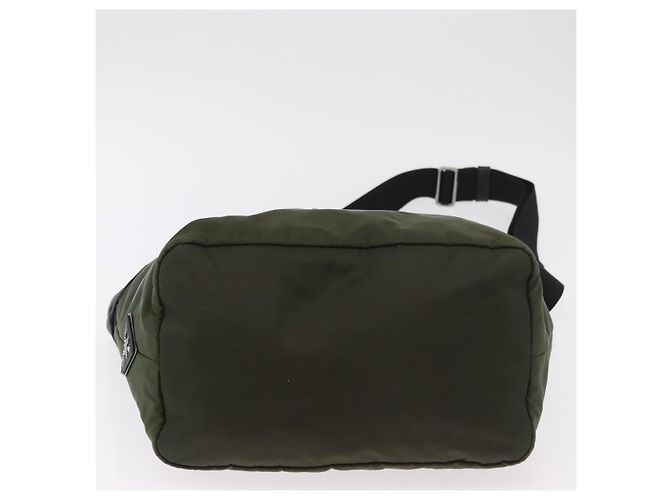 PRADA Borsa a mano in nylon 2 vie verde argento nero Auth ka4229A - vista 5