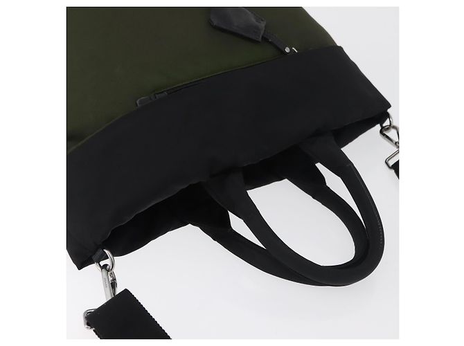 PRADA Borsa a mano in nylon 2 vie verde argento nero Auth ka4229A - vista 6