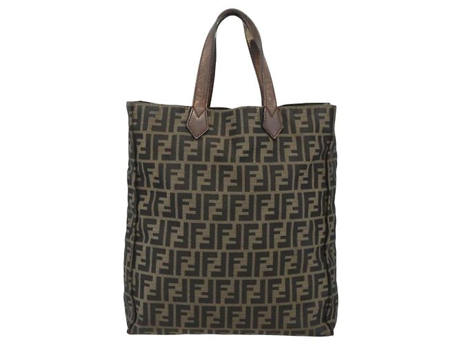 FENDI Zucca Canvas Tote Bag Schwarz Braun Auth 177771 - Ansicht 13