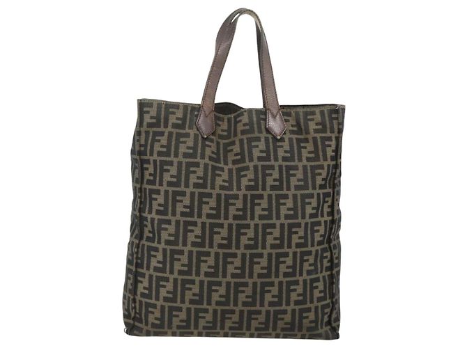 FENDI Zucca Canvas Tote Bag Schwarz Braun Auth 177771 - Ansicht 2