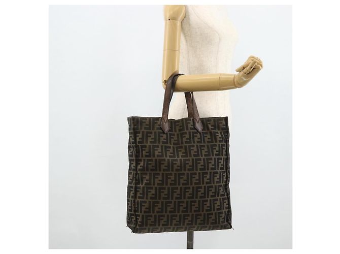 FENDI Zucca Canvas Tote Bag Schwarz Braun Auth 177771 - Ansicht 20