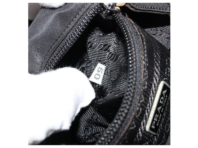 Borsa a Spalla PRADA in Nylon Nero Argento Autentica bs34639 - vista 12