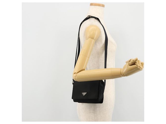 Borsa a Spalla PRADA in Nylon Nero Argento Autentica bs34639 - vista 23